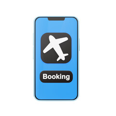 Obraz premium 3D Mobile Online Booking Icon Model . 3d illustration, 3d element, 3d rendering. 3d visualization isolated on a transparent background