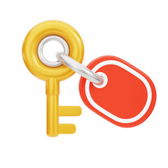 3D Room Key Model Access. 3d illustration, 3d element, 3d rendering. 3d visualization isolated on a transparent background
