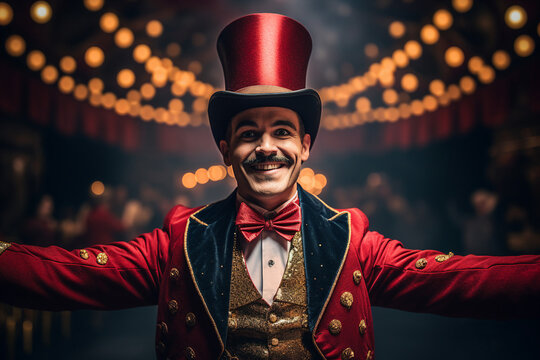 Scary circus worker with frightening facial make up Generative IA picture