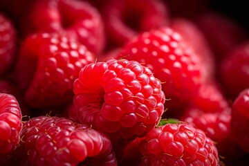 Fresh sweet red raspberries background, ideal for healthy diet and nutrition concepts