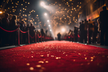 Digital generative ai collage of red carpet entrance for stars on film premiere