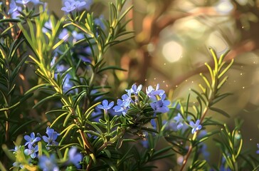 Obraz na płótnie Canvas Rosemary Plant Flourishing with Blue Flowers - Aromatic Herb for Fresh Culinary Delights