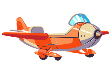 Cartoon red toy old vintage plane illustration © Kavalenkava