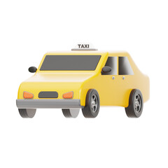 3D Taxi Model Urban Transportation In Motion. 3d illustration, 3d element, 3d rendering. 3d visualization isolated on a transparent background
