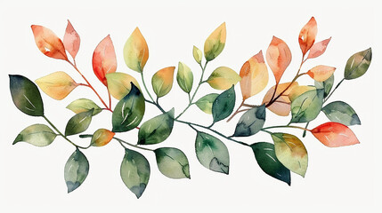 Regal watercolor botanical banner adorned with luxurious transparent leaves PNG format 