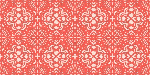 Ethnic abstract tile art. Seamless pattern in tribal, folk background. Aztec geometric art ornament print. Design for carpet, wallpaper, clothing, wrapping, fabric, cover, textile.