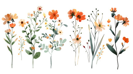 flowers set, bouquet illustration for designer