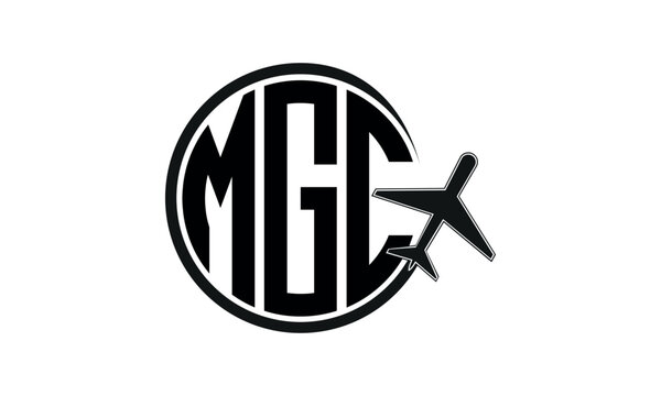 MGC three initial letter circle tour & travel agency logo design vector template. hajj Umrah agency, abstract, wordmark, business, monogram, minimalist, brand, company, flat, tourism agency, tourist