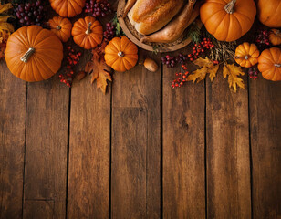 rustic wooden background with a Thanksgiving theme and many wooden slats