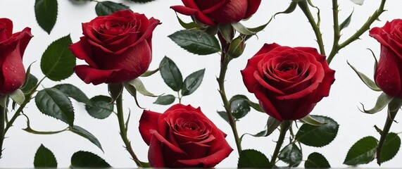 closeup of  white rose with droplets with white background
