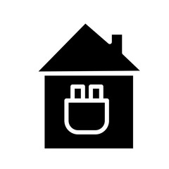 Energy Plug House Glyph Icon