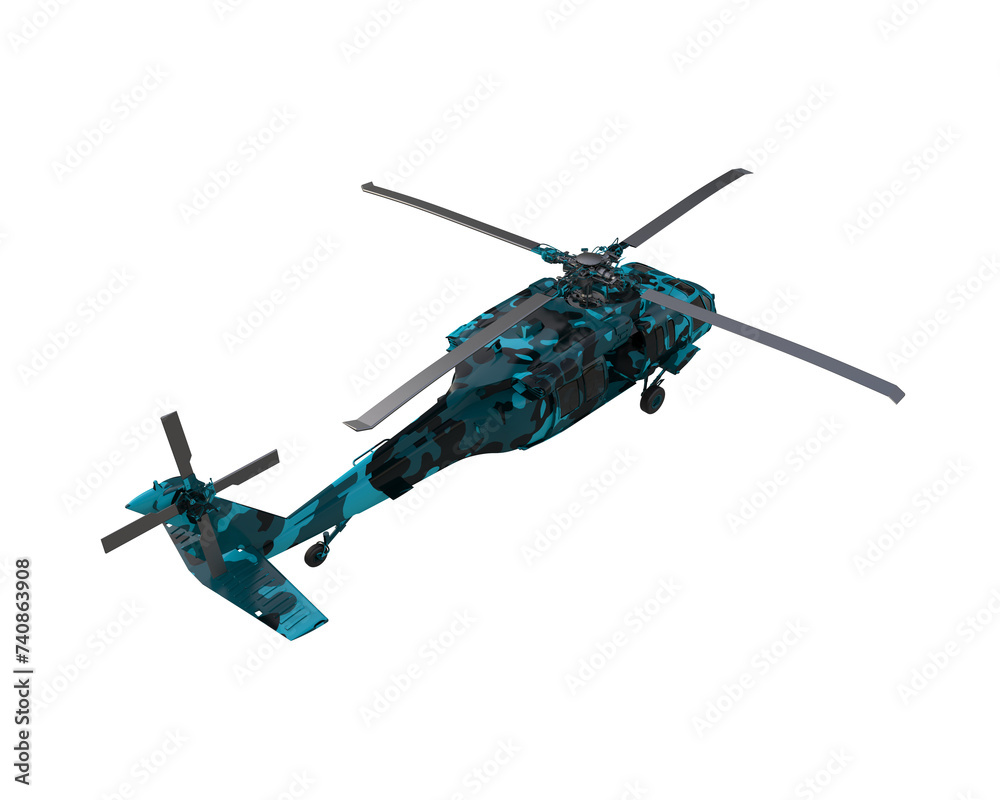 Wall mural War helicopter isolated on background. 3d rendering - illustration