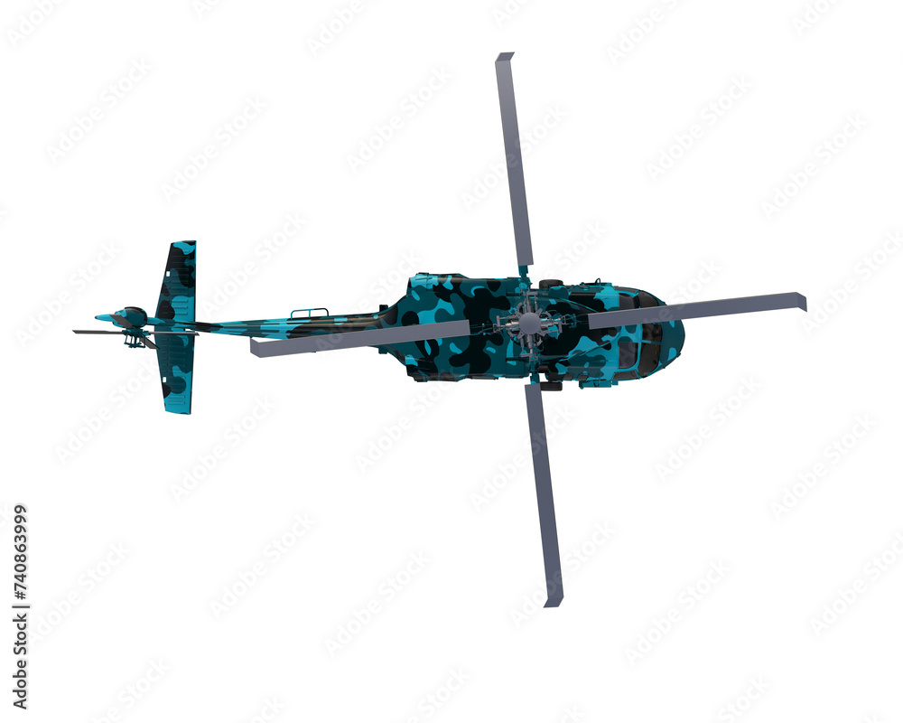 Canvas Prints war helicopter isolated on background. 3d rendering - illustration