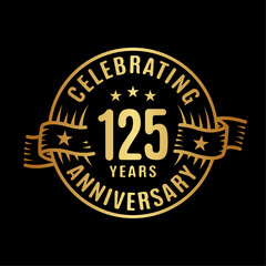 125 years logo design template. 125th anniversary vector and illustration.
