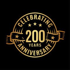 200 years logo design template. 200th anniversary vector and illustration.
