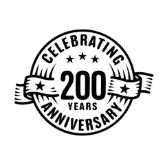 200 years logo design template. 200th anniversary vector and illustration.
