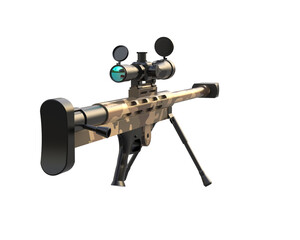 Riffle with scope isolated on background. 3d rendering - illustration