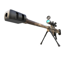 Riffle with scope isolated on background. 3d rendering - illustration