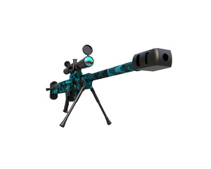 Riffle with scope isolated on background. 3d rendering - illustration