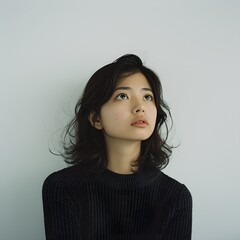 Contemplative Japanese Woman Portrait