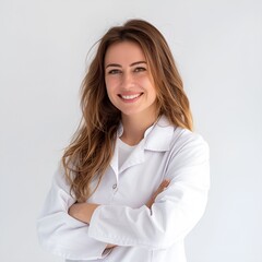 Elegant Doctor Posing on White Background