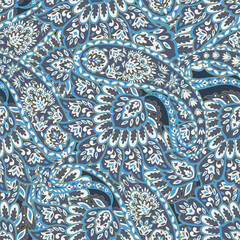 Paisley Ornamental seamless pattern. kalamkari vector fabric background - 740866755