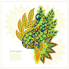 Vector paisley pattern. Vintage flowers Decorative ornament card, invitation, web design - 740867156