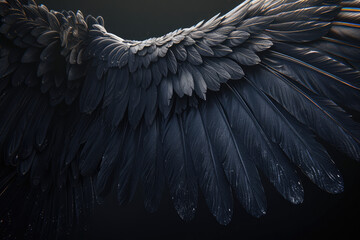 Dark Angelic Wings on Black
 - obrazy, fototapety, plakaty