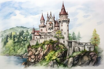 "Castle Drawing in Colored Pencils". Concept Drawing, Art, Castle, Colored Pencils