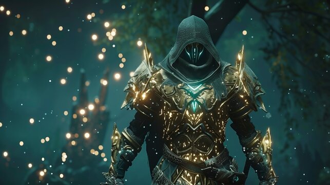 A possessed armor brimming with enchanting runes