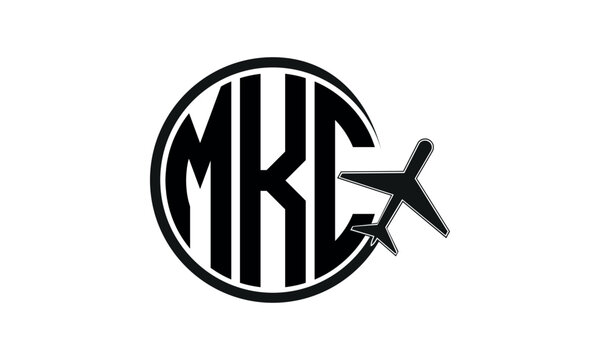 MKC three initial letter circle tour & travel agency logo design vector template. hajj Umrah agency, abstract, wordmark, business, monogram, minimalist, brand, company, flat, tourism agency, tourist