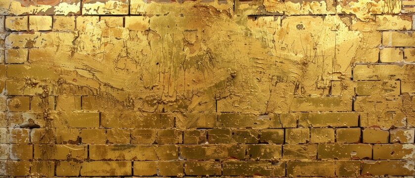 A golden sheen envelops this brick wall, transforming it into a work of art with each brick contributing to a rich, textured mosaic of history.