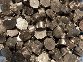 Close-up of cobalt-chromium alloy studs