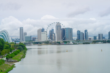 Marina bay, the central landscape surrounded by many important buildings and landmarks of Singapore, located in Bayfront Subzone, Downtown Core, Singapore