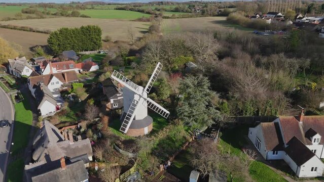 Aerial View of Finchingfield Windmill in Essex UK