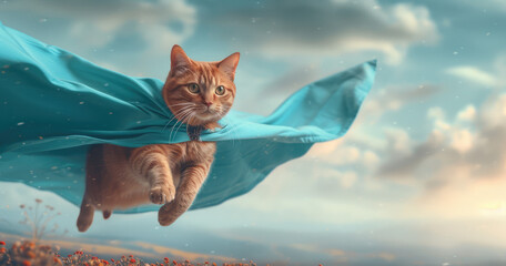 Superhero Cat Flying Adventure
 - obrazy, fototapety, plakaty