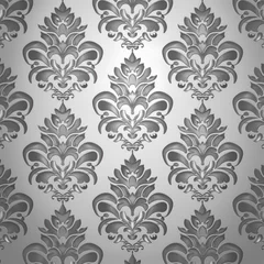 Deurstickers Silver wallpaper with damask pattern background © Lenhard