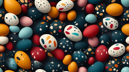 A lively seamless pattern with boldly colored Easter eggs. - obrazy, fototapety, plakaty