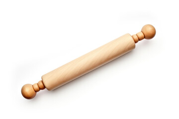 The Vintage Wooden Rolling Pin: A Nostalgic Kitchen Tool for Traditional Baking on a White Background