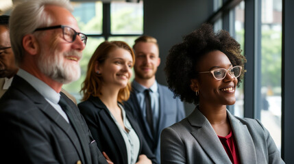 Portrait of diversity successful group of business people in modern office smile and confident