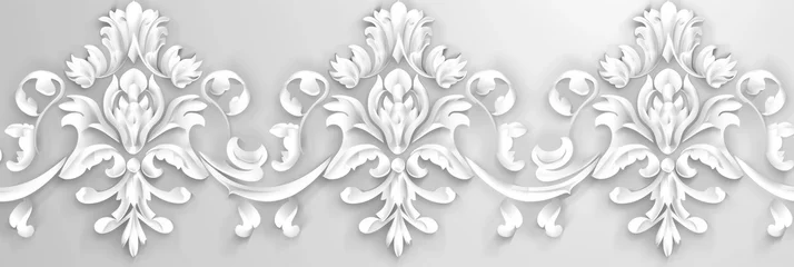 Poster White wallpaper with damask pattern background © Lenhard