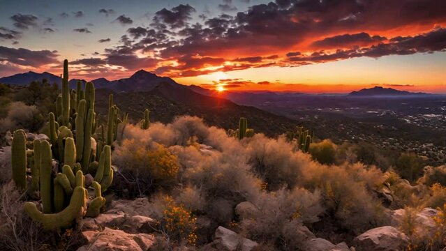 Epic sunset at night over Tucson at Mount Lemon in Arizona