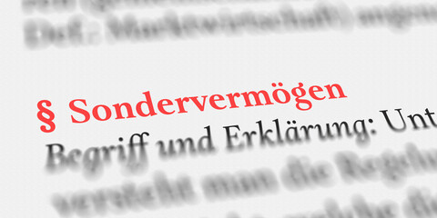 Das Wort Sondervermögen im Buch erklärt mit Paragraph Zeichen