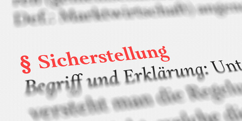 Das Wort Sicherstellung im Buch erkl&auml;rt mit Paragraph Zeichen