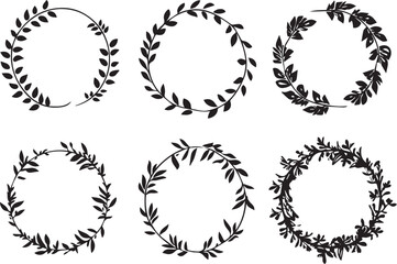 Fototapeta premium Set of frames of plants and flowers. Hand drawn vector illustration 