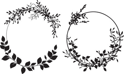 Set of frames of plants and flowers. Hand drawn vector illustration	