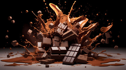 Illustration of melted dark chocolate background