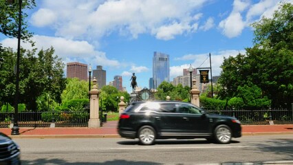 A car parked on the side of a road