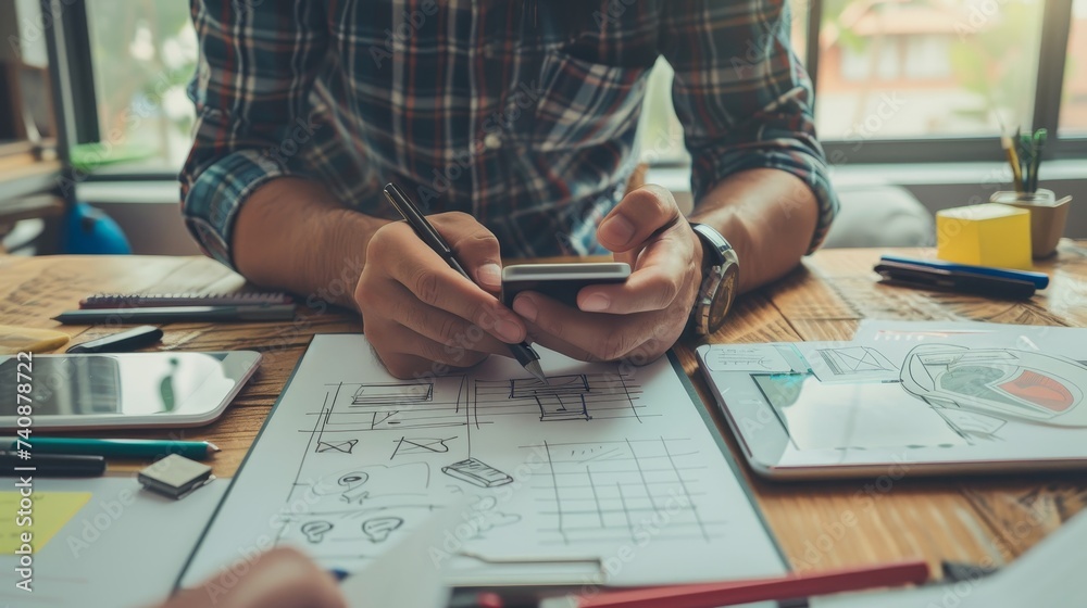 Poster UI designer designing designers web brands phones smartphones layout geeky business prototype sketch plan write success solution concepts