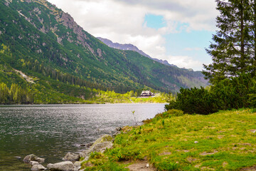 Fototapeta na wymiar Morskie Oko mountain lake panorama 